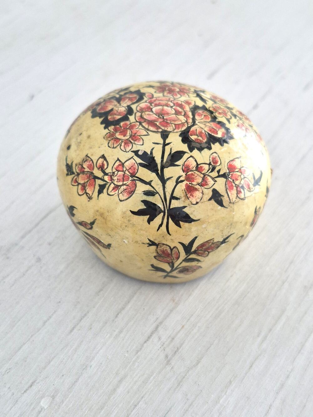 Vintage Hand Painted Floral Kashmiri Limited Edition Signed Paper Weight